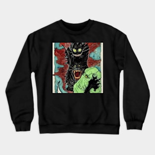 Black Crazy Cat Crewneck Sweatshirt